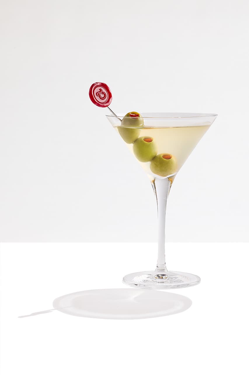 A glass of Tanqueray Dirty Martini.