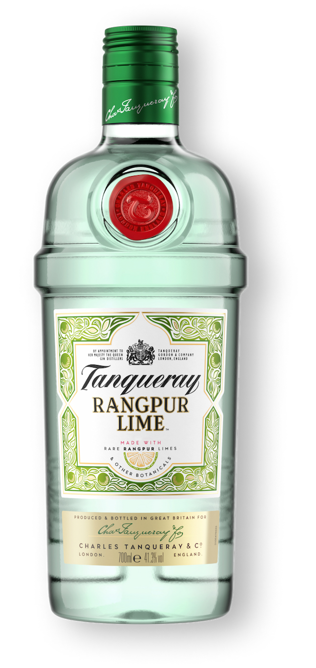 A bottle of Tanqueray Rangpur Lime.